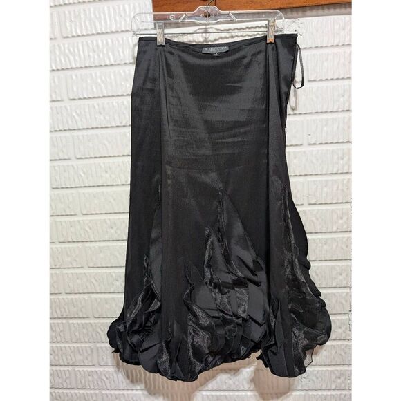 KM Collections By Milla Bell Women's Black Solid Dramatic Hem Taffeta Skirt Size - Picture 1 of 8